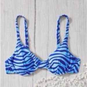 SHEIN Vibrant Blue Zebra Bikini Top